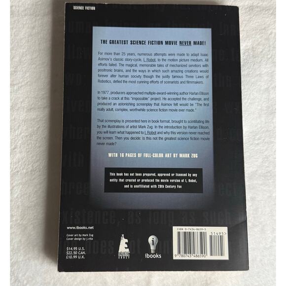 I Robot The Illustrated Screenplay Harlan Ellison Isaac 2004 1st ibooks printing - Picture 2 of 10